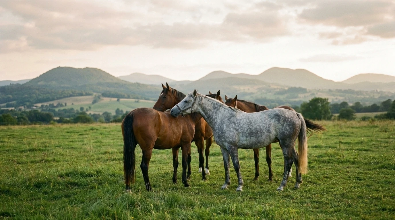 Les chevaux du ELEVAGE EL ISHHARA en liberté, Puy-de-Dôme